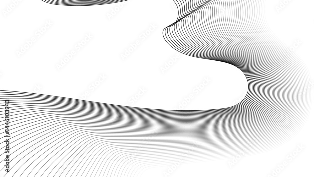 Wall mural modern abstract white wave digital geometric technology, data science frequency gradient lines on tr