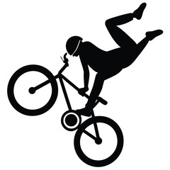 Obraz premium BMX Rider Performing a Daring Backflip Stunt Silhouette Illustration