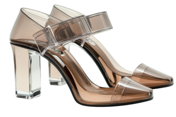 Elegant Smoked Transparent Heels with Clear Block Heels Stylish Summer Fashion footwear