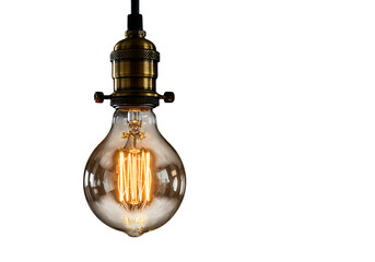 Obraz premium Vintage Edison light bulb glowing in the dark.