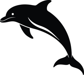 silhouette of a dolphin jumping on white  © Chandro Protap Ray 