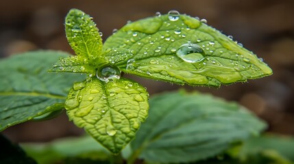 Vibrant leaves glistening with raindrops capturing the freshness of nature