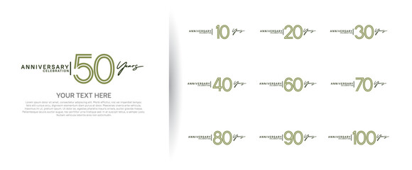 logo anniversary set. green and black color on white background for special event