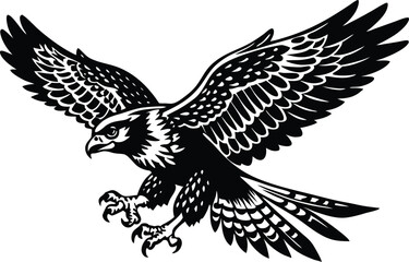 Fototapeta premium Hawk In Attack Pose Silhouette