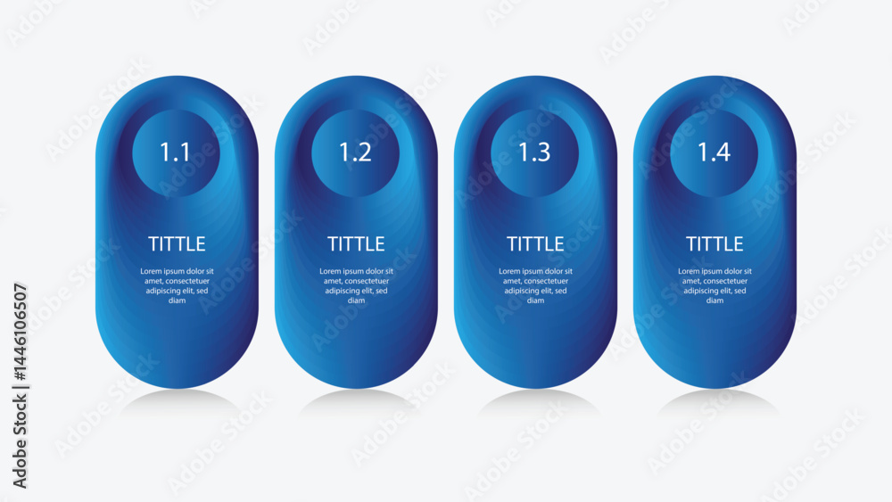 Fototapete 4 step process infographic template vector element with blue gradient color suitable for business information and web presentation