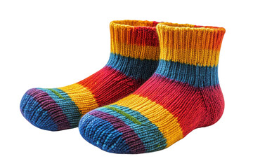 Rainbow striped hand knitted wool socks vibrant colors cozy feel soft texture bright comfy footwear
