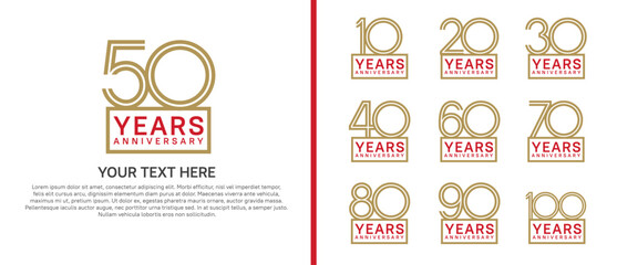 Naklejka premium logo anniversary set. brown color with square on white background for special event