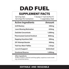 Nutrition Facts, Nutrition Label, Supplement Facts, Nutrition Facts Label, Dad Supplement Facts