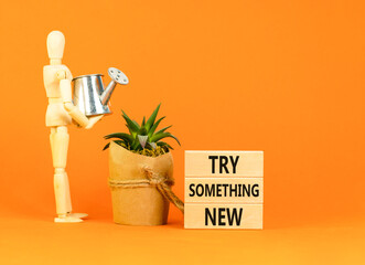 Try something new symbol. Concept words Try something new on beautiful block. Businessman model....