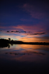 spectacularly and colorful sunset at Yellow Waters Billabong, Kakadu National Park, Northern Territory, Australia