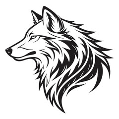 Striking Wolf Head Profile, Abstract Black and White with Sharp Edges
