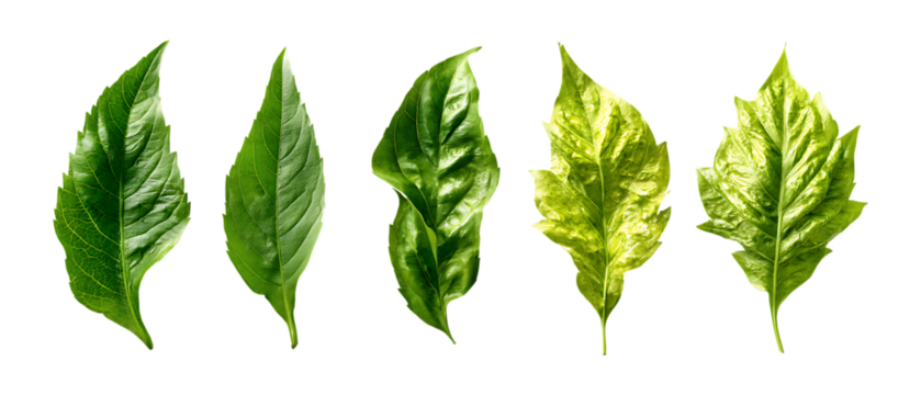 Pack of Leaves Against Transparent Background for Botanical Design, Seasonal Decor, or Nature Projects