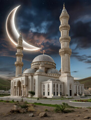 Obraz premium Eid al-Adha, Eid al-Fitr, Muslim holiday, mosque, crescent, ram