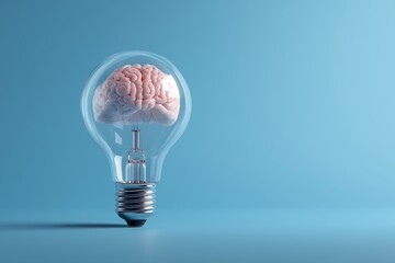 Brain Inside Lightbulb Creative Concept
