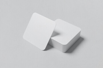 Rounded Corner Square Business Cards blank Mockup for presentation of design, 3d rendering
