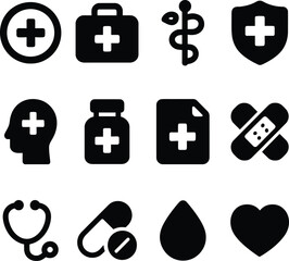 Medical Icons Set Healthcare Symbols for Hospitals and Clinics A Collection of Essential Health and Wellness Graphics
