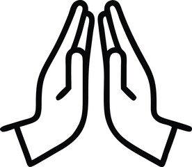 Praying Hands Icon Illustration Hope Faith and Prayer Gesture Simple Black Line Art Design

