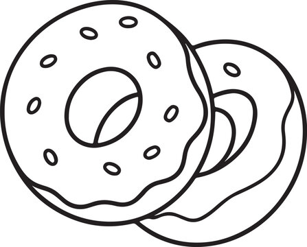 recommend clip art: candy donuts line art, black outline, vector and illustration, coloring book page line art drawing
