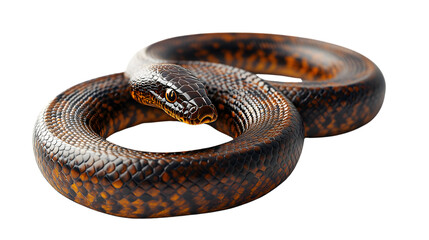 Obraz premium Coiled Snake with Intricate Patterns and Glowing Eyes Ideal for Nature Wildlife and Design P