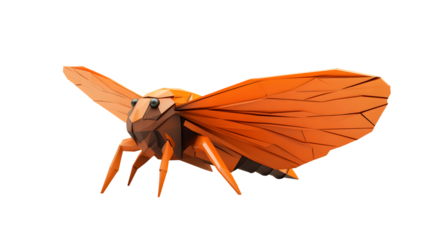 Lowpoly insect orange geometric moth 3D render digital art graphic design