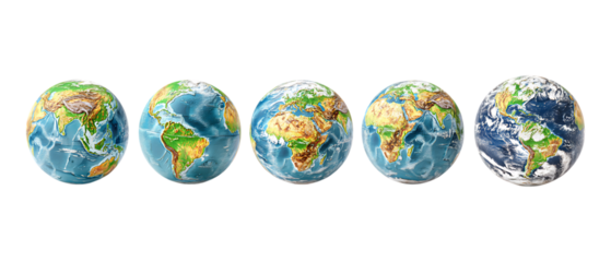 Pack of Globe Against Transparent Background for Travel Branding, Global Marketing, or Educational Projects