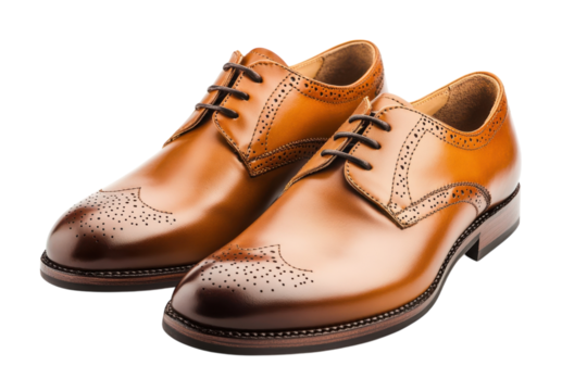 Exquisite tan leather brogue shoes classic design polished finish perfect for formal occasions