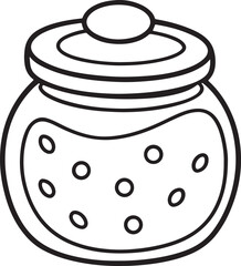 cookie jar line art, black outline, vector and illustration, coloring book page line art drawing