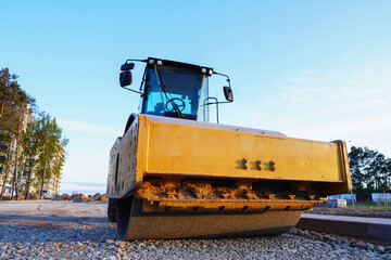 Soil Compactor for leveling ground for Asphalting. Road construction. Vibration Single Drum...