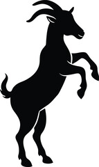 silhouette of a goat rearing on hind legs on white 