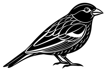 Cute Bird Vector Line Art Illustration – Clipart, Logo Icon, Black and White Bird Drawing