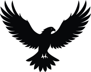 silhouette of a hawk with wings open landing 