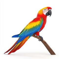Fototapeta premium Vibrant scarlet and yellow macaw perched on a branch.