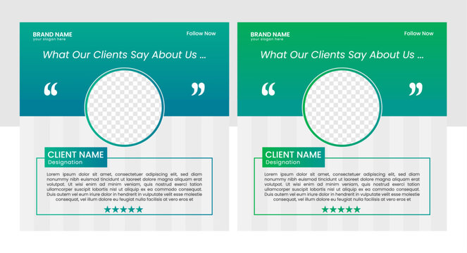 Versatile client testimonial and customer feedback templates with dynamic color variations