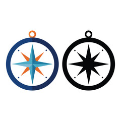 Flat design compass icon vector illustration with black outline isolated on white © AIGen Studio