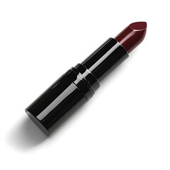 Obraz premium Elegant lipstick in a sleek black tube, showcasing a deep, rich red color. Beauty essential.
