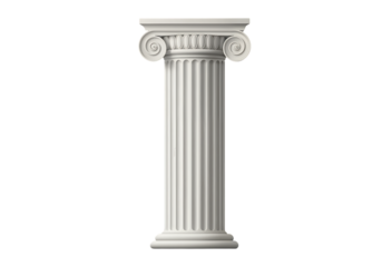 Single ionic column, isolated on black background.
