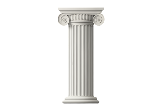 Single ionic column, isolated on black background.
