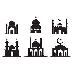 Collection of Mosque Silhouettes for Religious and Cultural Themes