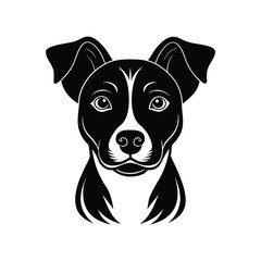 Black and White Jack Russell Terrier Dog Head Illustration