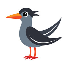 Isolated cartoon bird illustration with orange beak and gray body