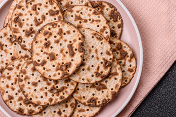 Matzah wheat bread for the Jewish holiday of passover. Kosher matzo bread