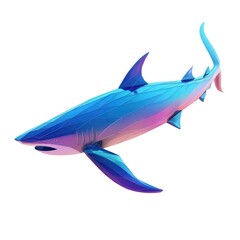 Obraz premium Vibrant, geometric shark design against a plain background.