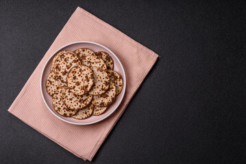 Matzah wheat bread for the Jewish holiday of passover. Kosher matzo bread