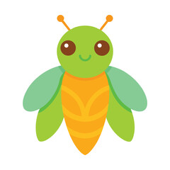 Cute green cartoon insect bug illustration for children projects design