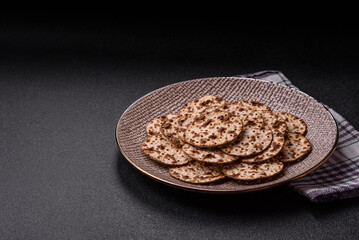 Matzah wheat bread for the Jewish holiday of passover. Kosher matzo bread