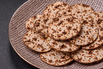 Matzah wheat bread for the Jewish holiday of passover. Kosher matzo bread