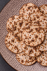 Matzah wheat bread for the Jewish holiday of passover. Kosher matzo bread
