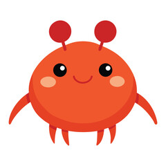 Cute cartoon crab illustration smiling with big eyes and cheerful expression