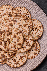 Matzah wheat bread for the Jewish holiday of passover. Kosher matzo bread