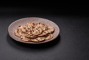 Matzah wheat bread for the Jewish holiday of passover. Kosher matzo bread